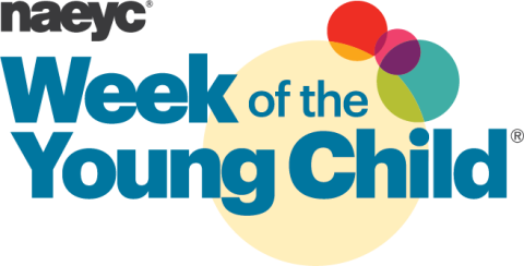 Week of the Young Child Logo with colorful circles in upper right corner