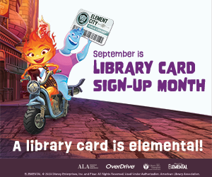 Elemental characters promoting Library Card Sign-Up Month