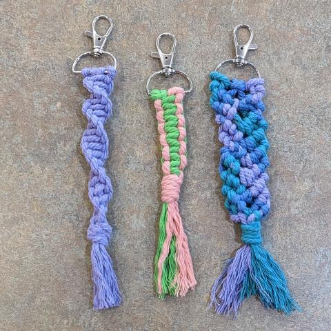 colorful macrame keychains