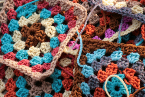 crocheted granny squares