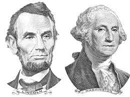 Black & white images of Lincoln & Washington