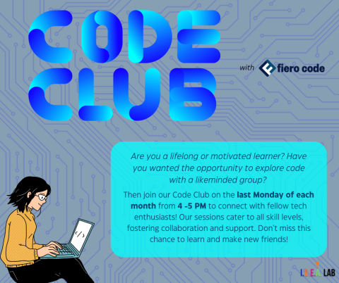 Code Club with Fiero Code on the last Monday of each month