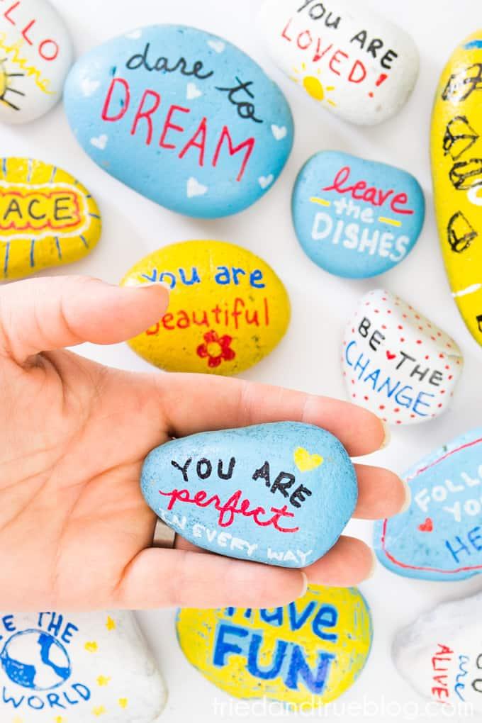 rocks with inspiring sayings