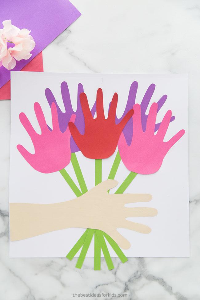 Colorful Flower Bouquet Made with Handprints