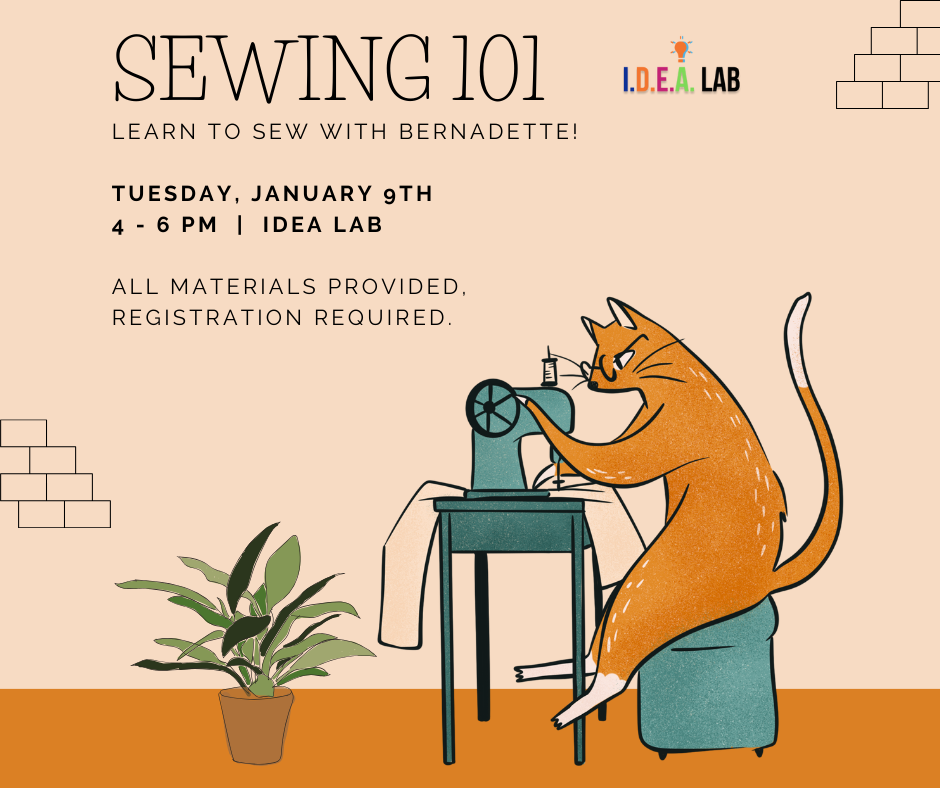 Sewing 101 with Bernadette on Tuesday, January 9th