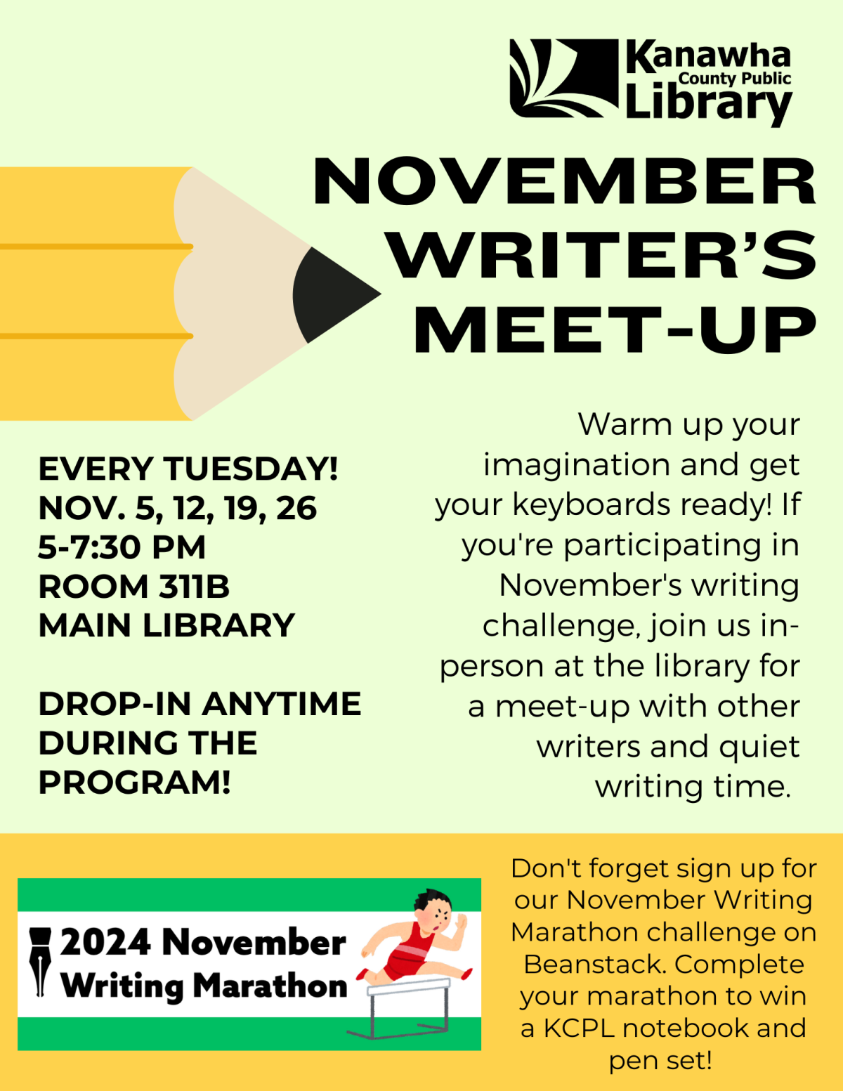 Writing Marathon Meet-Up flyer